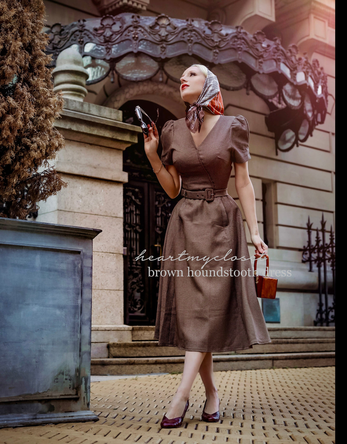 brown Houndstooth Aline dress - heartmycloset