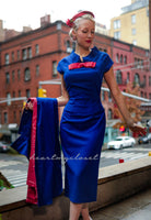 Dori- retro vintage dress pencil with contrast bow - heartmycloset