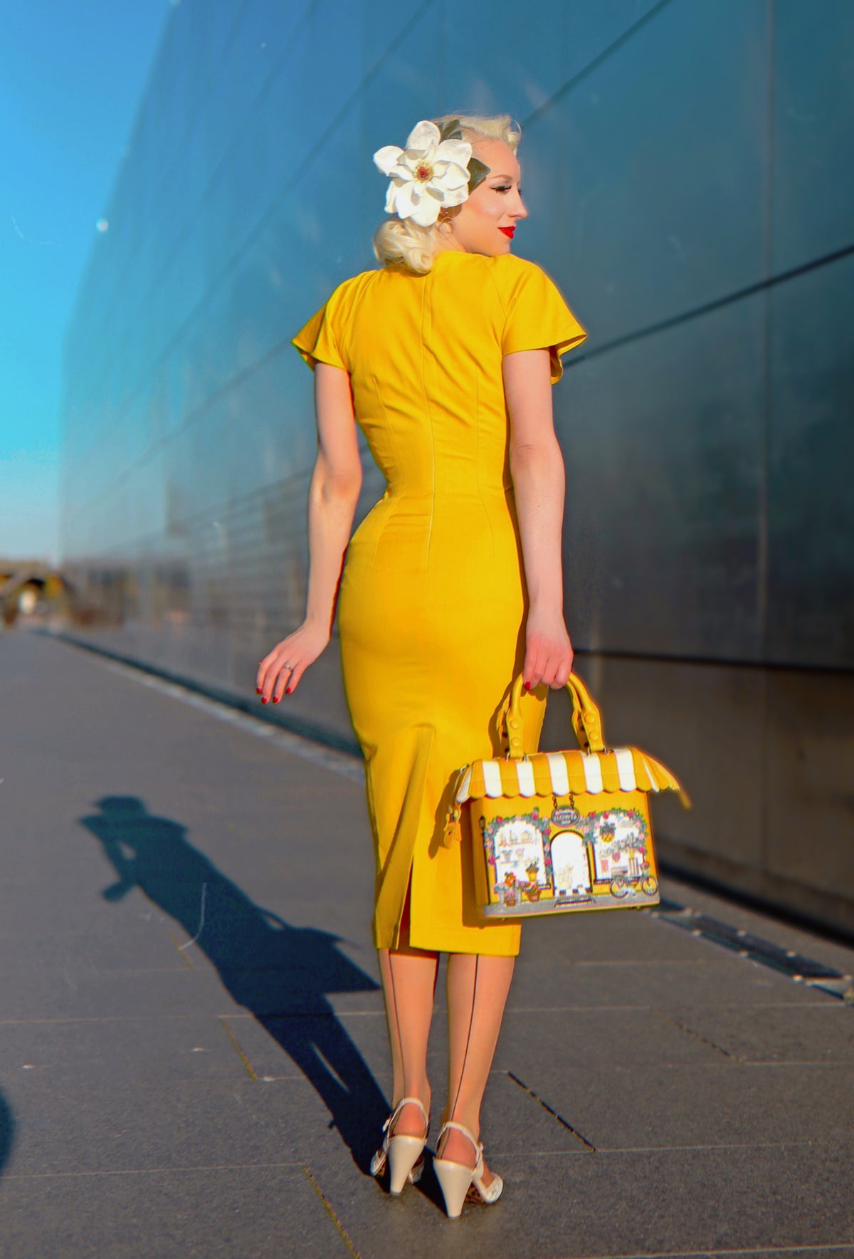 Kate Middleton bright yellow - pencil dress with short sleeves - heartmycloset