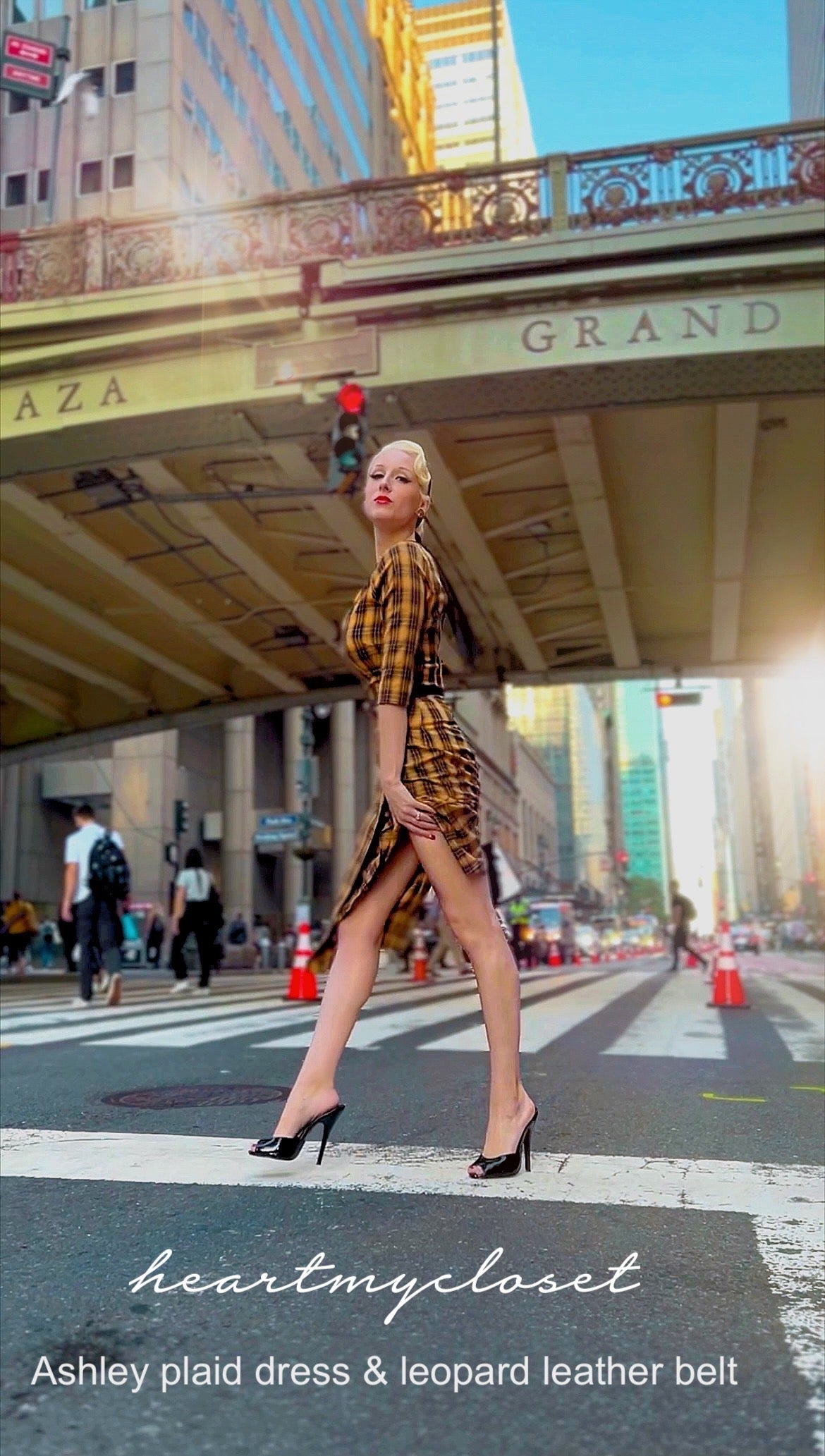 Ashley plaid- retro vintage bow dress pencil - heartmycloset