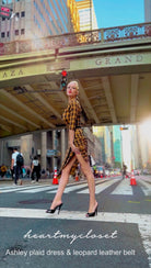 Ashley plaid- retro vintage bow dress pencil - heartmycloset