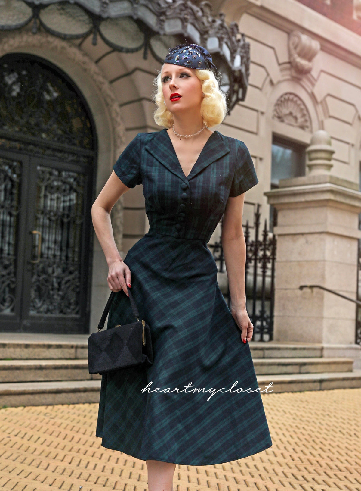 ABBY - retro plaid vintage dress 50s custom made - heartmycloset