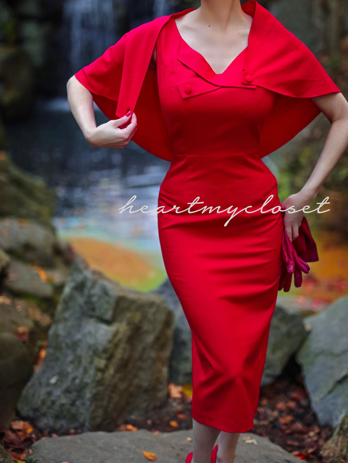 Sandra - 1950s pencil dress with matching cape - heartmycloset
