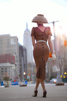 Deborah - SHORT SLEEVE pleated back pencil dress - heartmycloset