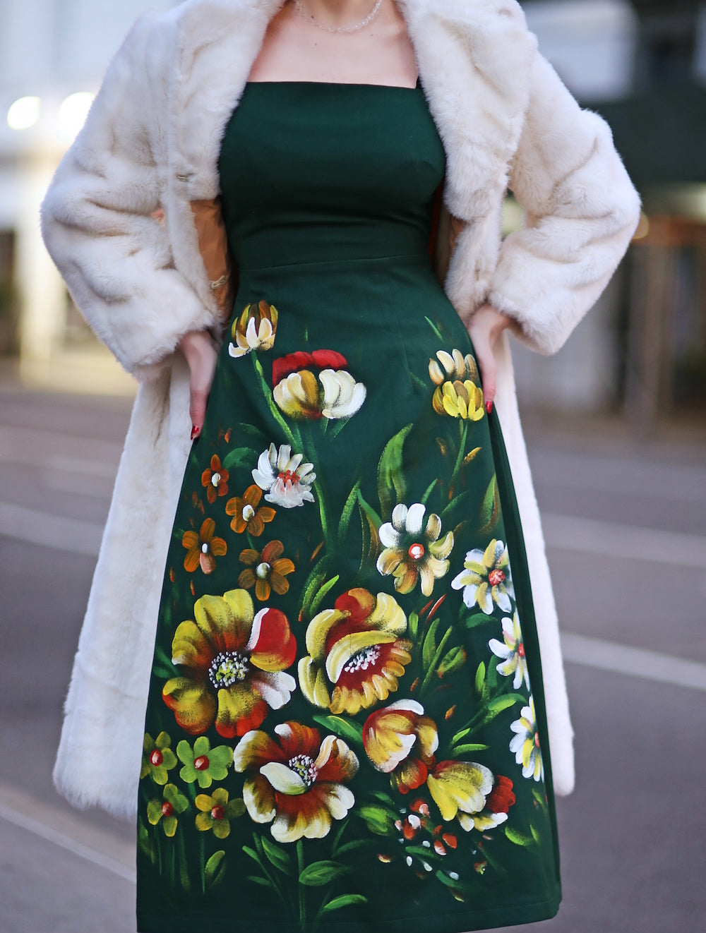 flowers painted dress - royal inspired Aline dress - heartmycloset
