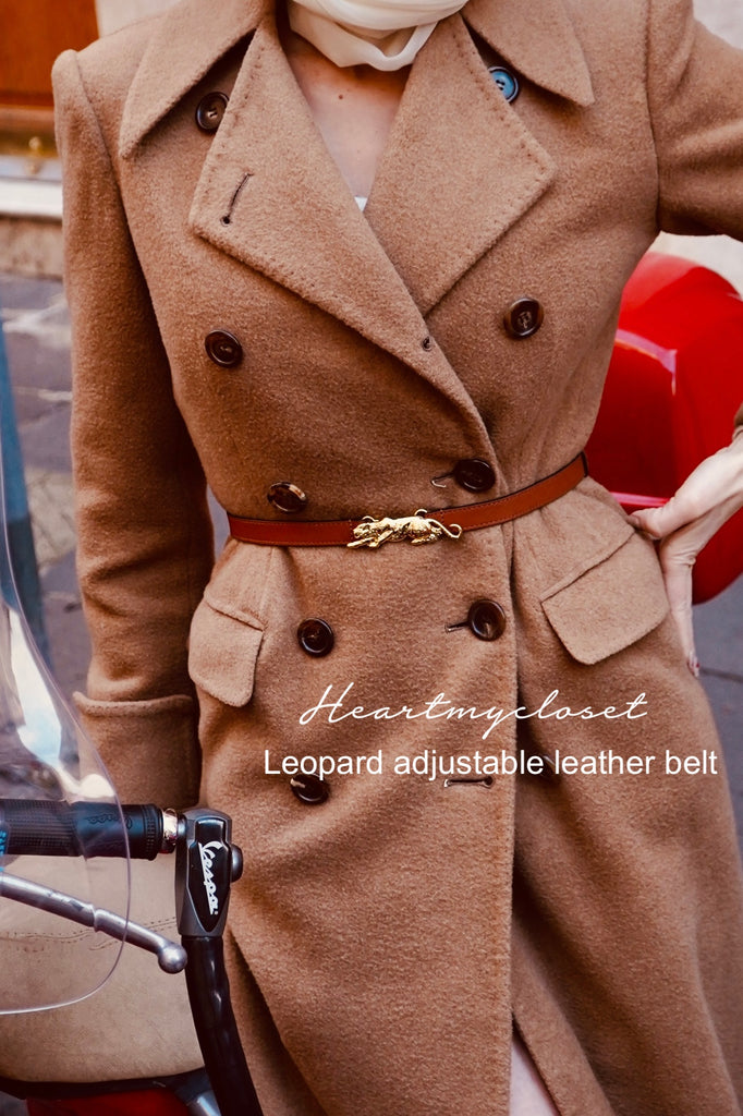 Leopard adjustable leather belt