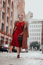 bow dress - swing dress with satin bow 50s 60s - heartmycloset