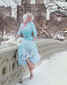 Mint blue pastel dress - swing dress with high collar - heartmycloset