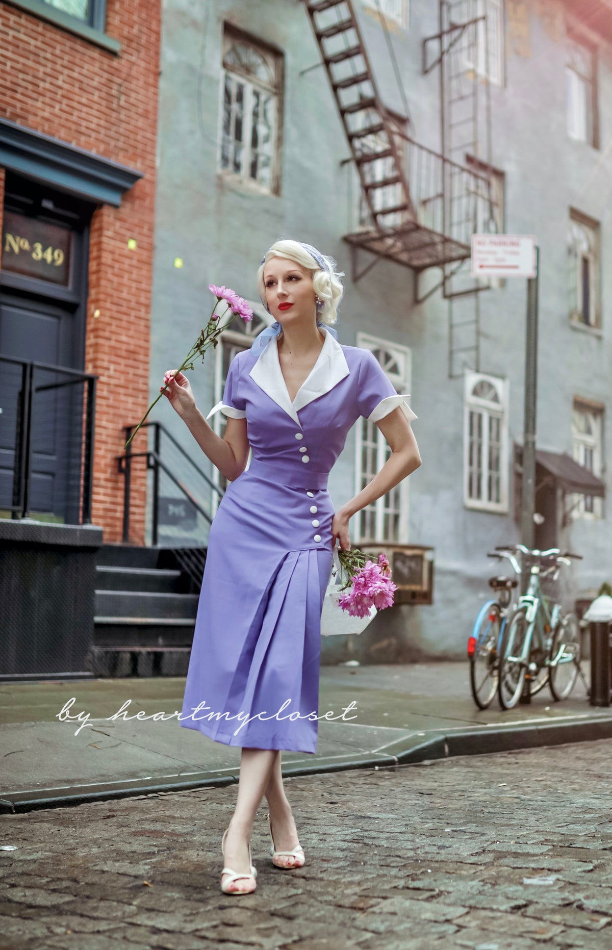 JulieAnn - 1950s pleated vintage dress - heartmycloset