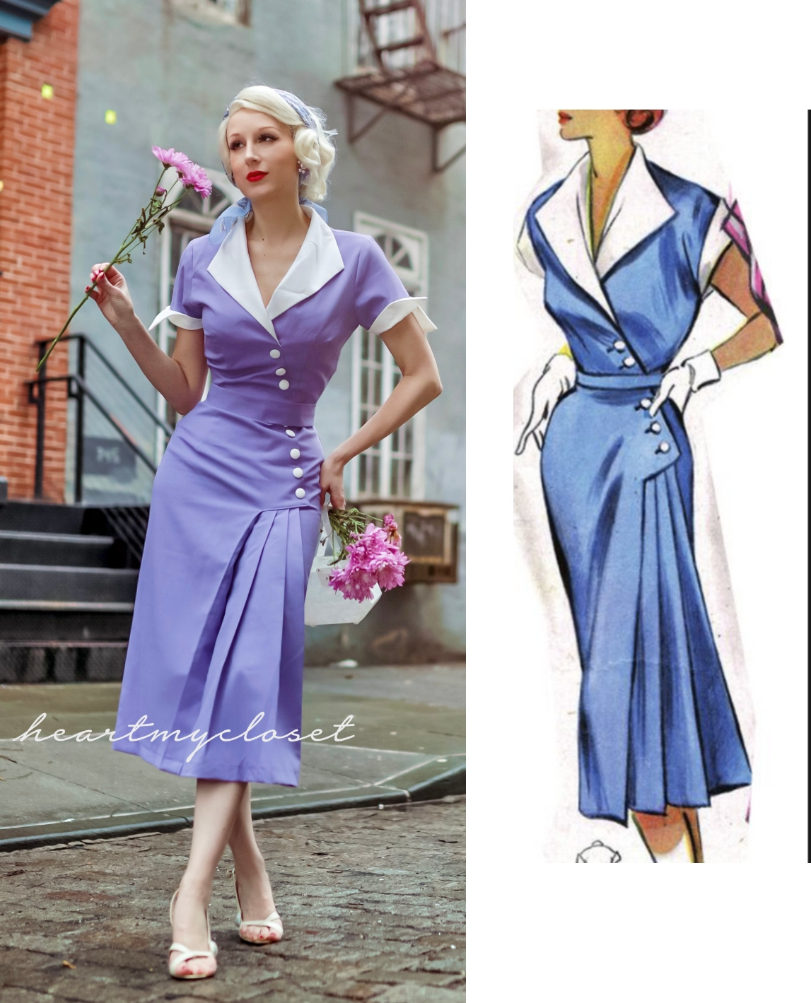 JulieAnn - 1950s pleated vintage dress - heartmycloset