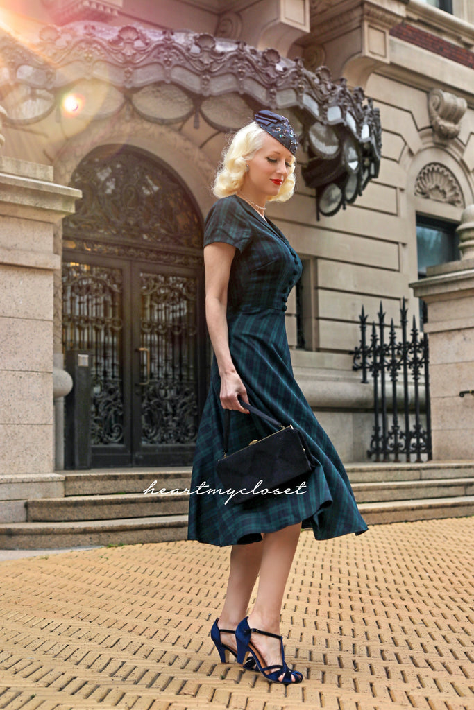 rose lace 1950s - retro vintage dress 50s Vintage Dress (Swing Skirt)