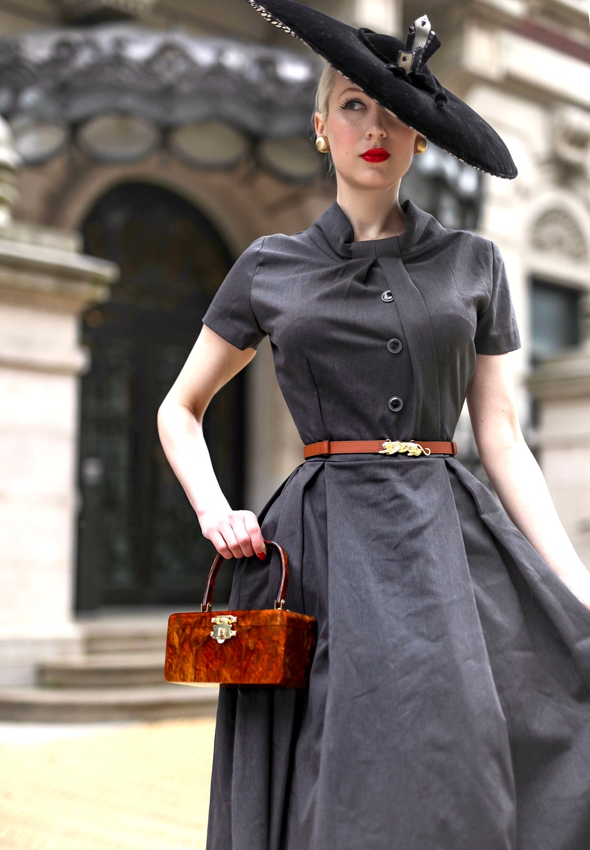 Keira - swing pleated skirt celebrity fold neckline - heartmycloset