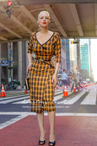 Ashley plaid- retro vintage bow dress pencil - heartmycloset