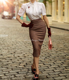 Deborah skirt - pencil skirt with pleats - heartmycloset