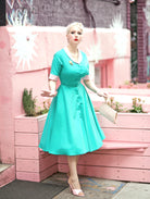 swing turquoise dress - light pink contrast - heartmycloset
