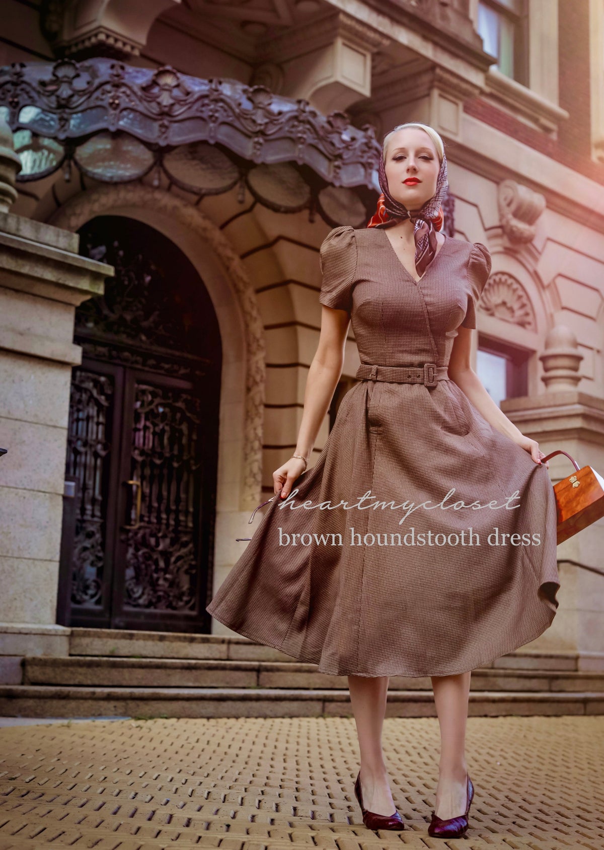 brown Houndstooth Aline dress - heartmycloset