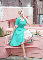 swing turquoise dress - light pink contrast - heartmycloset
