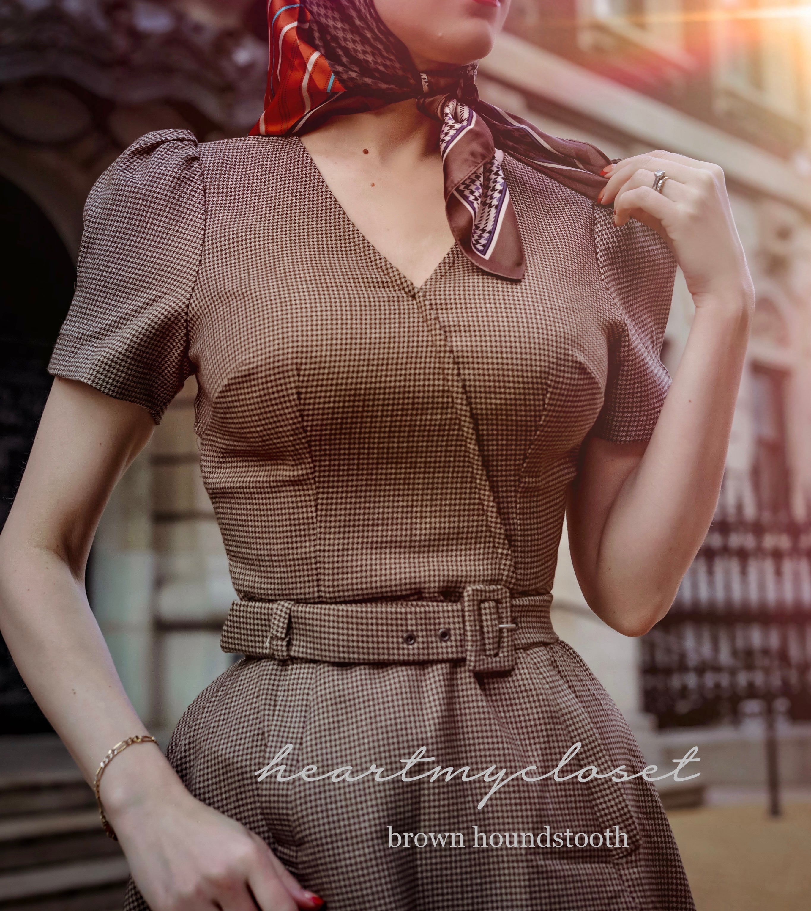 brown Houndstooth Aline dress heartmycloset brown Houndstooth Aline dress heartmycloset