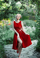 red camellia - 3D ribbon embroidery dress - heartmycloset