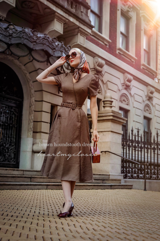 brown Houndstooth Aline dress – heartmycloset