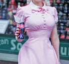 CECIL - pink bow dress with white lace 50s - heartmycloset