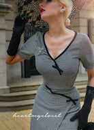Ashley Houndstooth- retro vintage bow dress pencil - heartmycloset