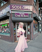 CECIL - pink bow dress with white lace 50s - heartmycloset