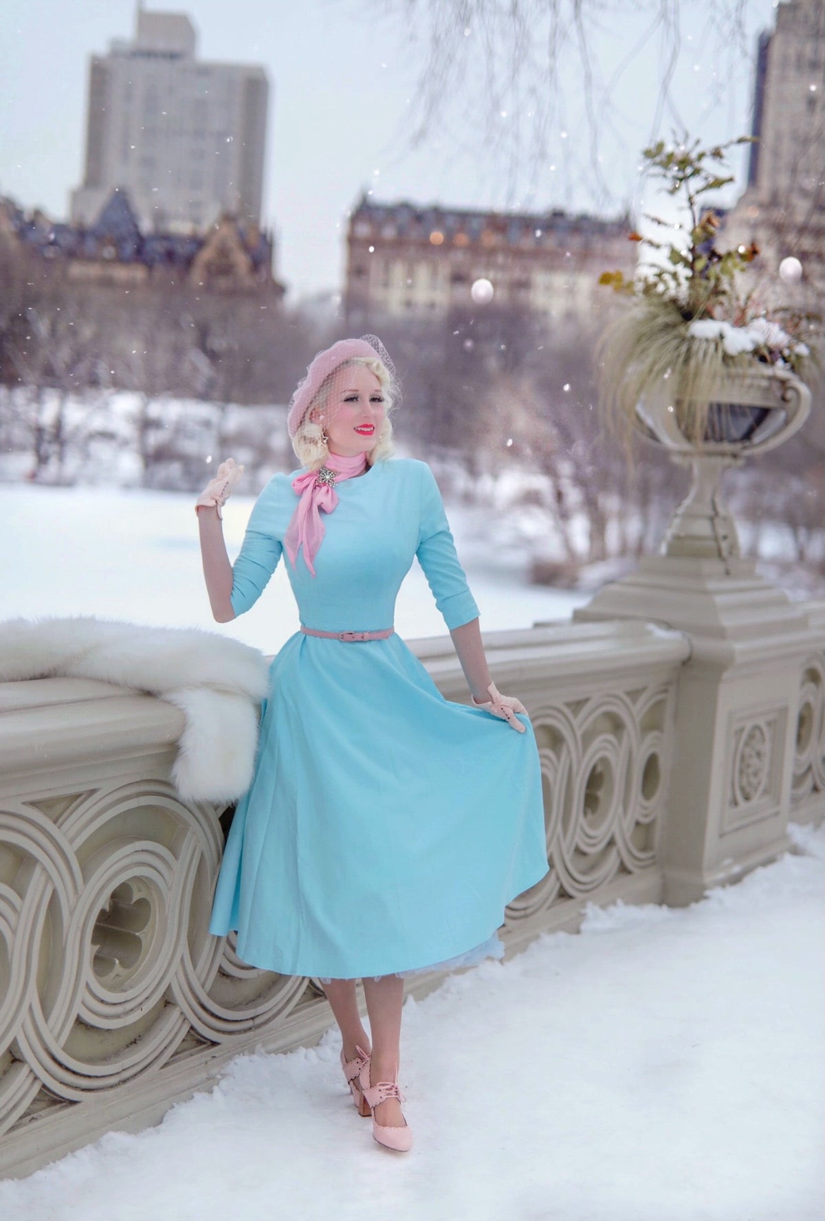 Mint blue pastel dress - swing dress with high collar - heartmycloset