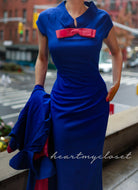 Dori- retro vintage dress pencil with contrast bow - heartmycloset