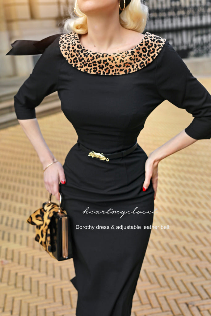 Buy ThusFar Women's Vintage Houndstooth Dress - Long Sleeve Bodycon Slim  Fit Pencil Dress,Black-S at