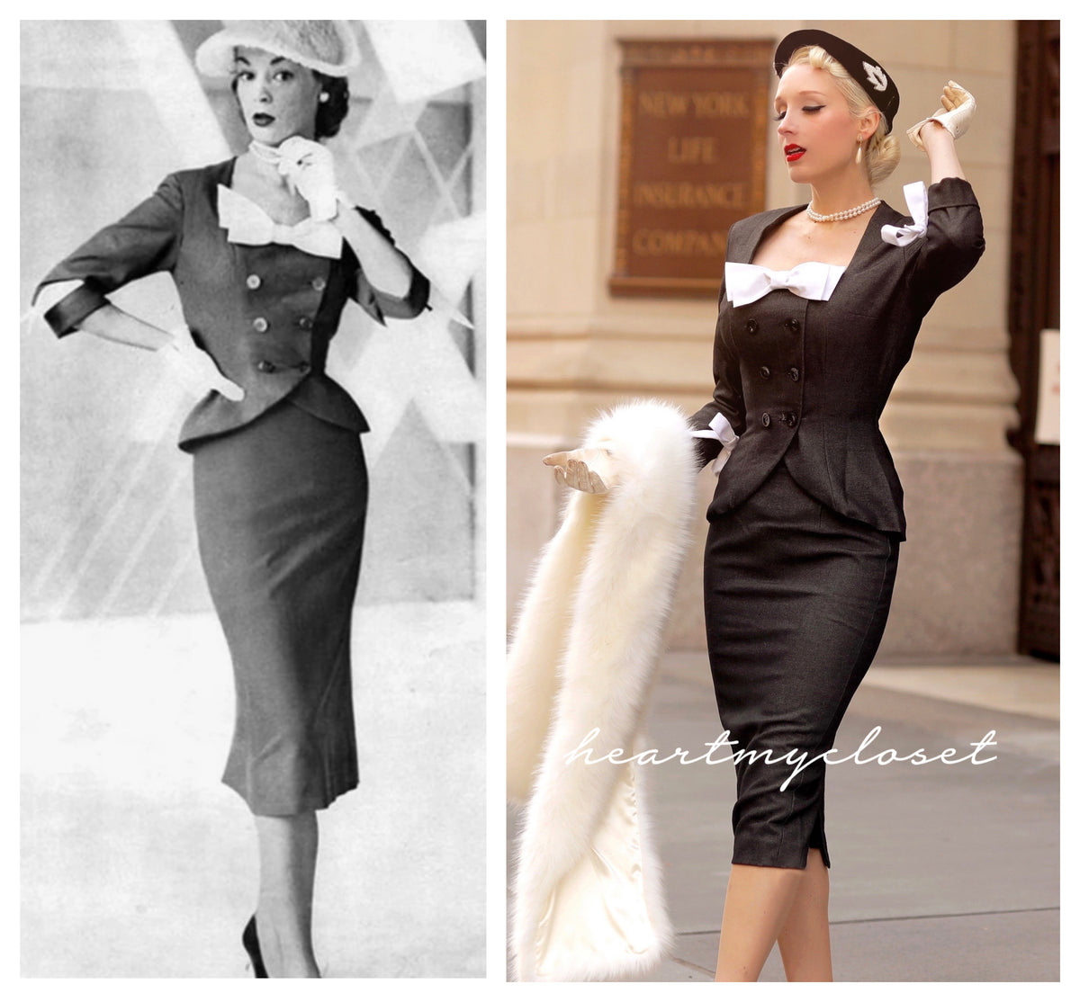 Delia- vintage 1950s suit with pencil skirt - heartmycloset
