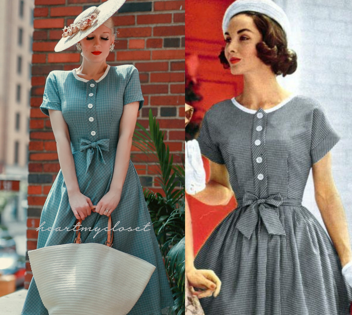 Daisy- checkered retro vintage dress 50s - heartmycloset