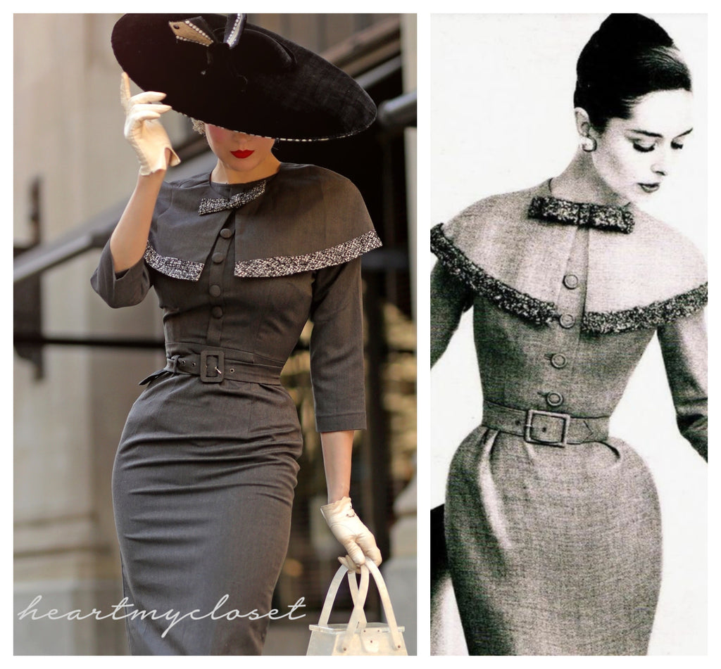 Derby - 1950s pencil dress with matching cape
