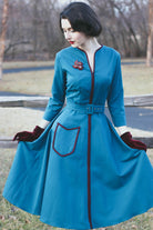 MADDY - vintage swing dress with contrast trim - heartmycloset