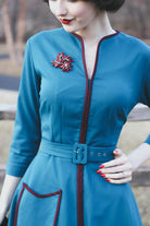 MADDY - vintage swing dress with contrast trim - heartmycloset