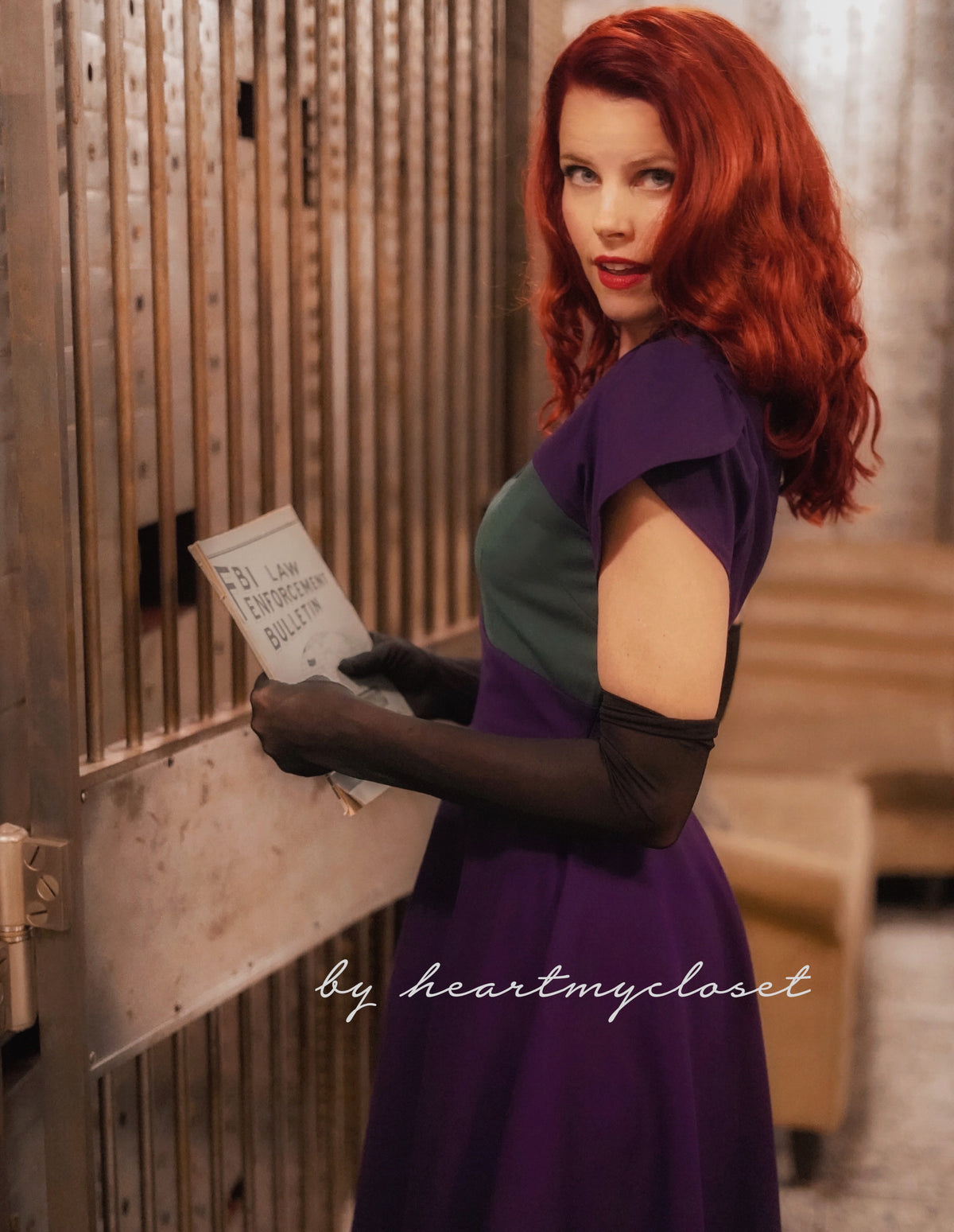 Agent carter - cosplay green purple 50s dress - heartmycloset