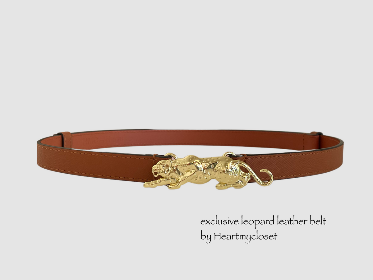 Leopard adjustable leather belt - heartmycloset