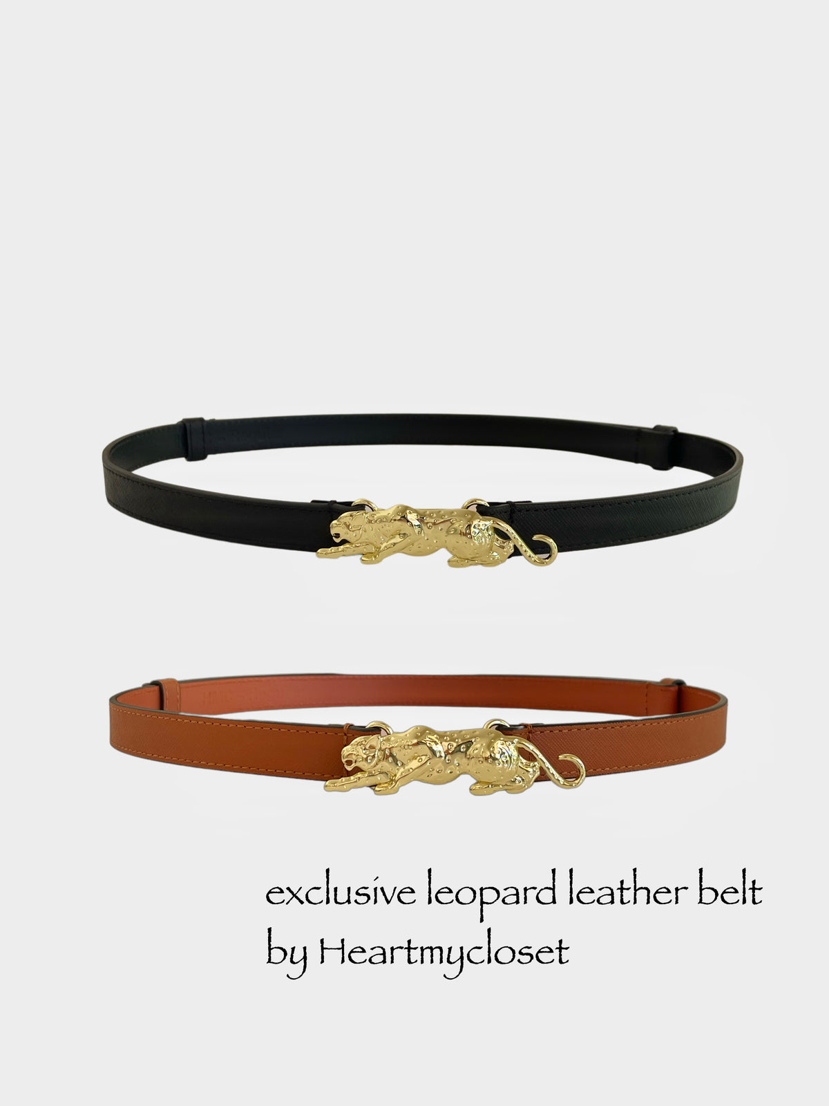 Leopard adjustable leather belt - heartmycloset