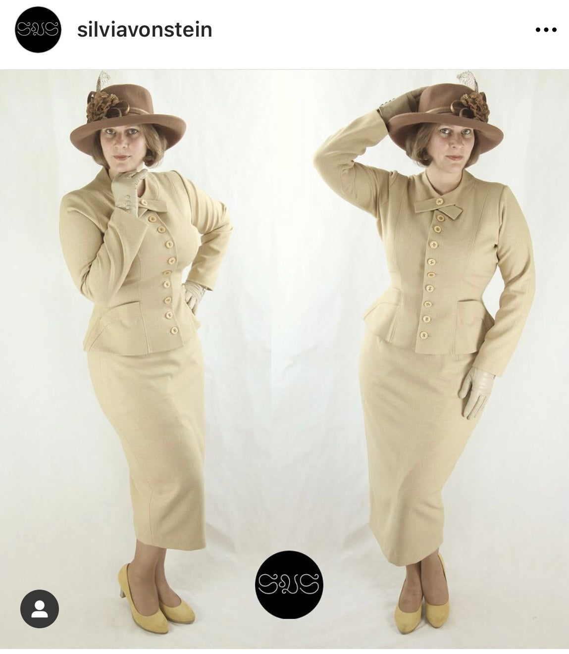 Judy - 1940s vintage suit pencil skirt buttons front - heartmycloset