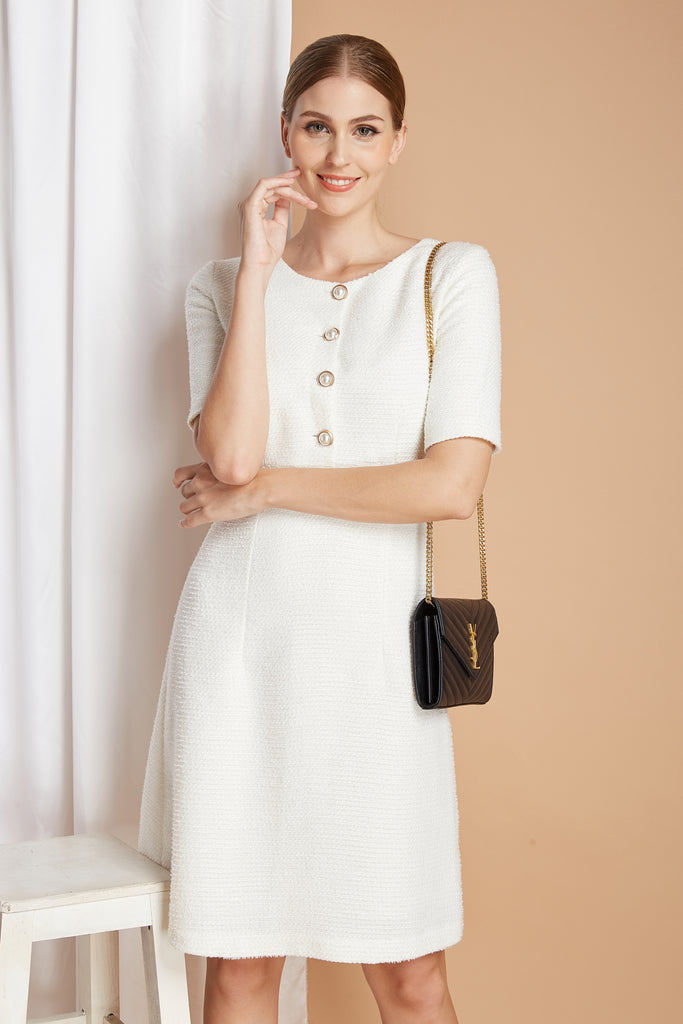 Amelia - white tweed dress - heartmycloset