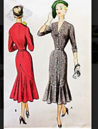 red mermaid wiggle - retro 50s dress - heartmycloset