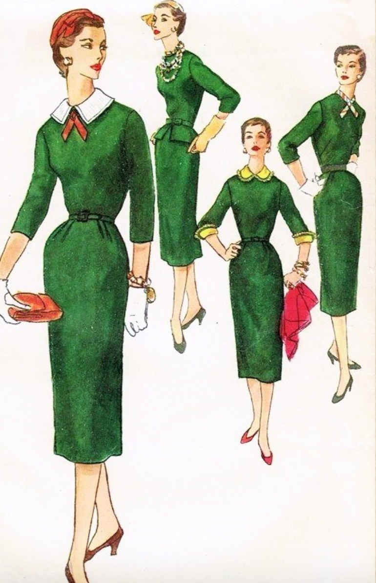 Scarlet - a 1950s vintage dress with contrast collar and bow - heartmycloset