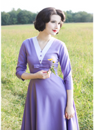 Lavender dress with white contrast 50s - heartmycloset