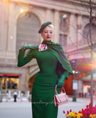 Green Semi Cape dress - Meghan Markle inspired - heartmycloset