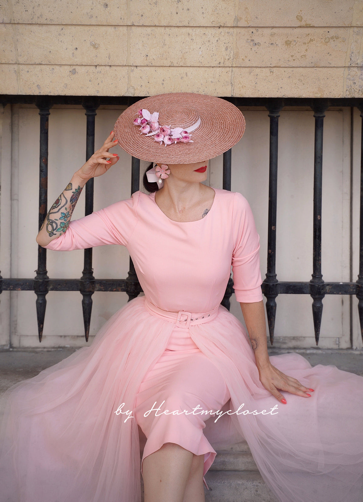 ROSE pencil dress + TULLE skirt wrap - heartmycloset