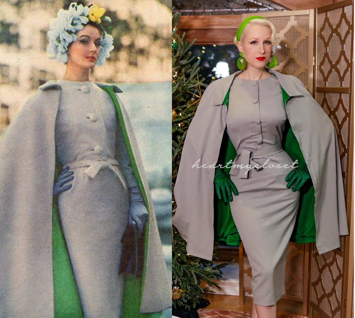 NORAH cape and dress - vintage 1950s inspired outfit - heartmycloset