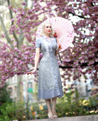 grey crepe with lace overlay - vintage inspired - heartmycloset