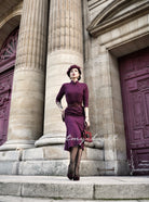 JANET - 1950s pencil dress with contrast trim & buttons - heartmycloset