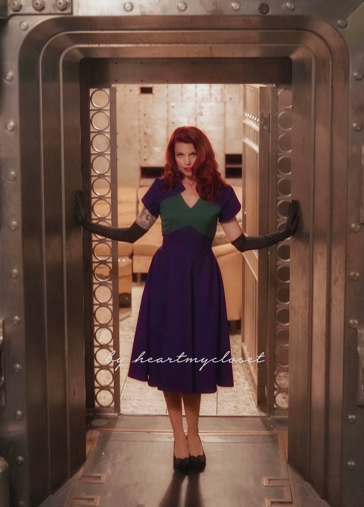 Agent carter - cosplay green purple 50s dress - heartmycloset