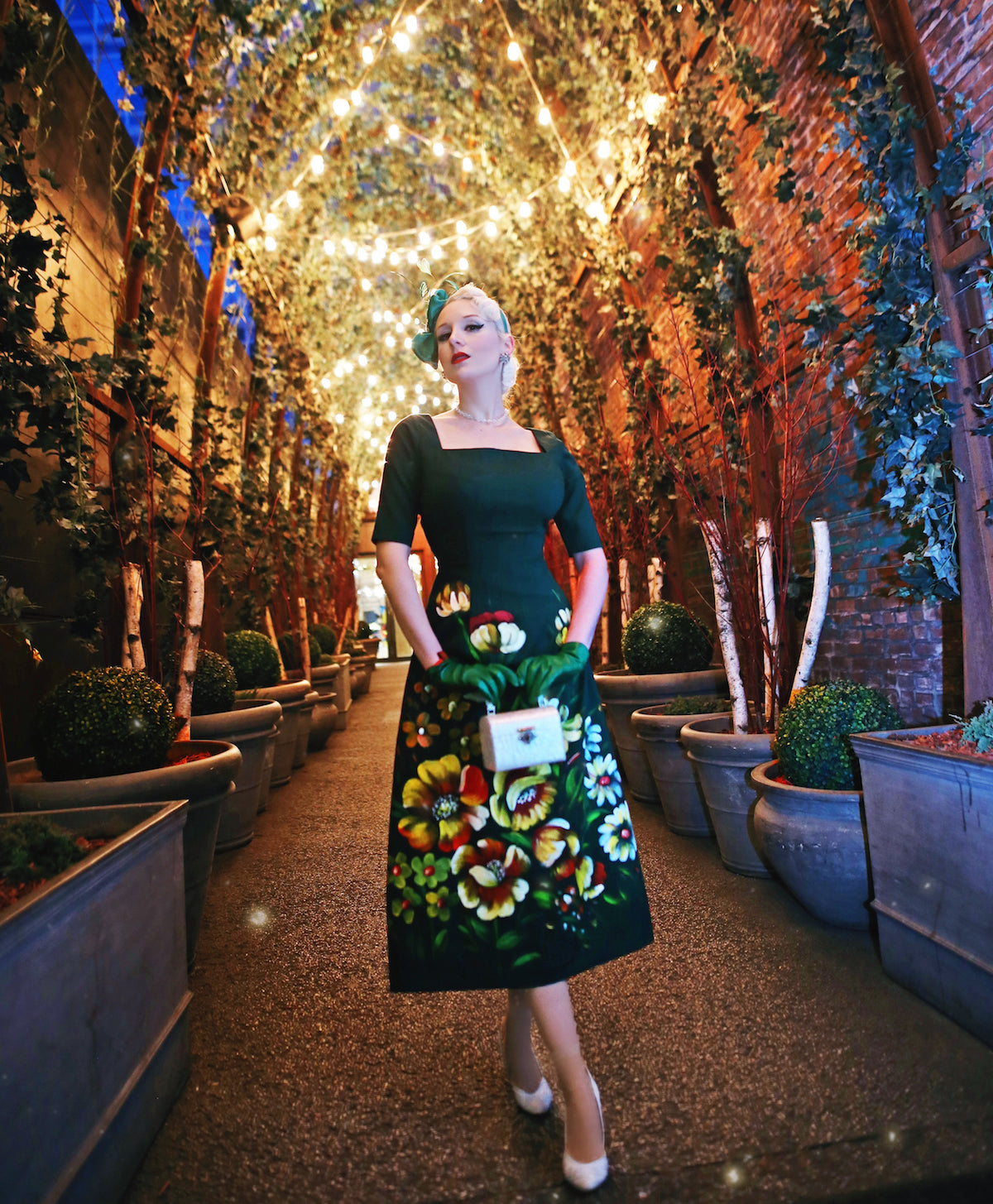 flowers painted dress - royal inspired Aline dress - heartmycloset